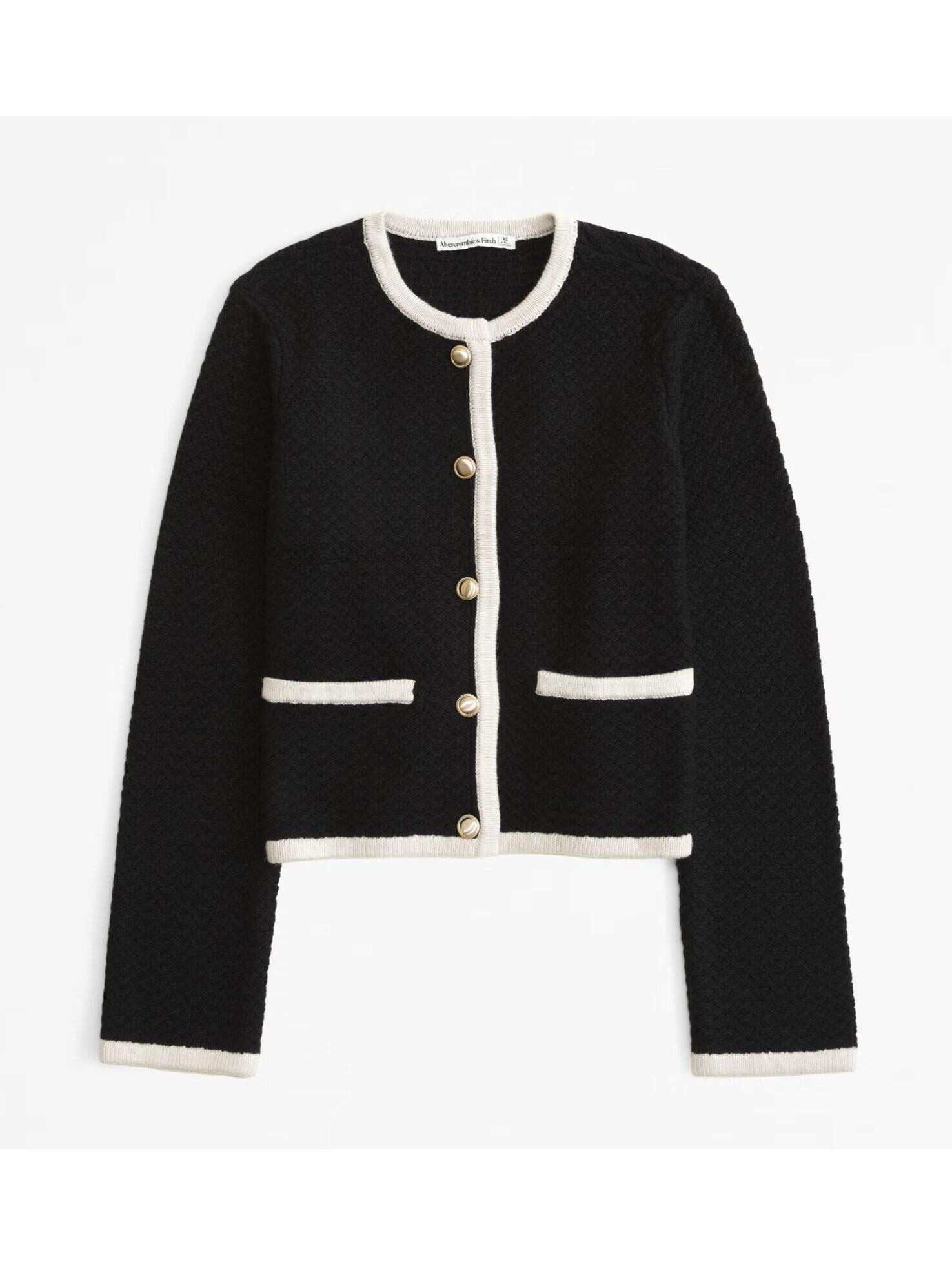 Abercrombie & Fitch Textural Crew Sweater Jacket
